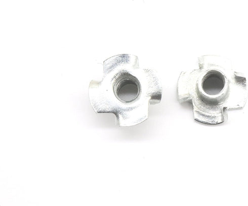 binifiMux M8 4 Pronged Tee Nut T-Nuts - Zinc Plated Carbon Steel, Pack of 50