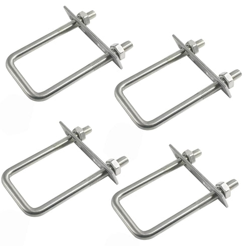 4 Sets 304 Stainless Steel Square U-Bolts, 0.98"(25mm) Inner Width, 2.95"(75mm) Length with Nuts, Accessories