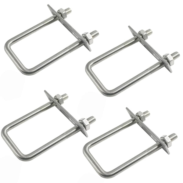 4 Sets 304 Stainless Steel Square U-Bolts, 0.98"(25mm) Inner Width, 2.95"(75mm) Length with Nuts, Accessories