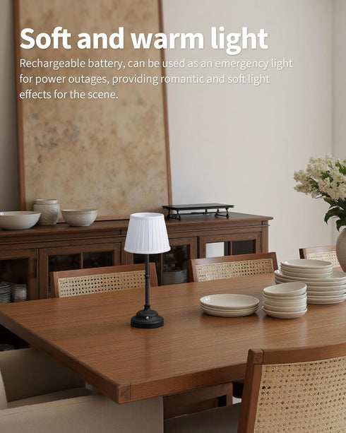 4000mAh Dimmable KDG Cordless LED Table Lamp, Portables Fabric Shade Desk Lamps, Rechargeable Battery Powered Lighting