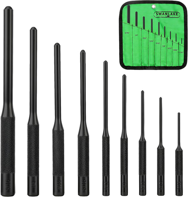 SWANLAKE 9-Pieces Roll Pin Punch Set, Removing Repair Tool with Holder for