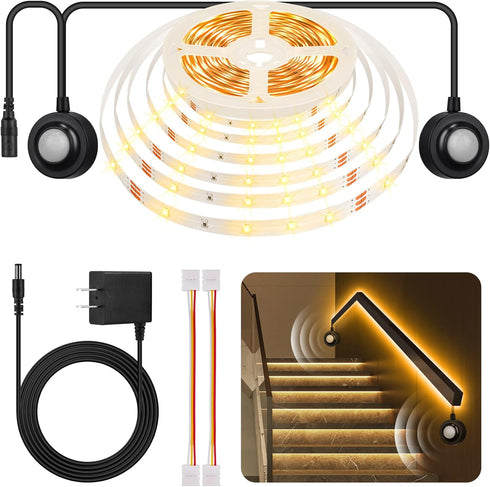 Lights,16.4Ft Bedside,12V Closet HOUHUI Dual Motion Sensor Light Indoor Under Bed Motion Activated LED Strip Lights