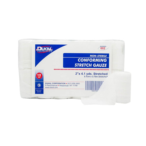 Dukal Conforming Stretch Gauze Bandage, 2" x 4.1 yard, Non-Sterile, 12 Roll