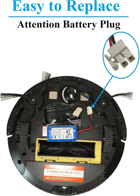 Replacement Battery for ILIFE A4S, A4S Pro, A6, A7, A9, A10, V3x, V7s Plus, W450 Robot Vacuum Cleaners, 2600mAh