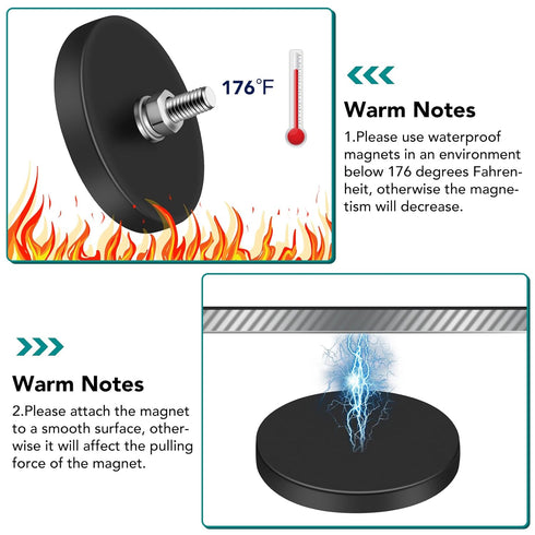 16Pack 30LBS M5 Tool(1.69 Inch) Rubber Coated Magnets, Rubber Coated Neodymium Magnets with Magnetic Assembly Base