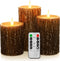 AKU TONPA Pine Bark Effect Flameless Candles Battery Operated Pillar Real Wax