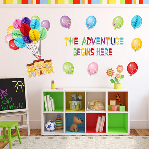 TaoBary 84 Pcs 3D Colorful Balloon Honeycomb Bulletin Board Set, Balloon Accents Paper Cutouts for Kids Teacher Back to