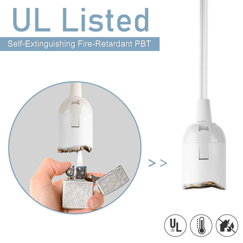 2-Pack 20ft 360W E26 E27 JACKYLED Extension Hanging Lantern Cord Cable UL with Socket On/Off Button Pendant Lighting