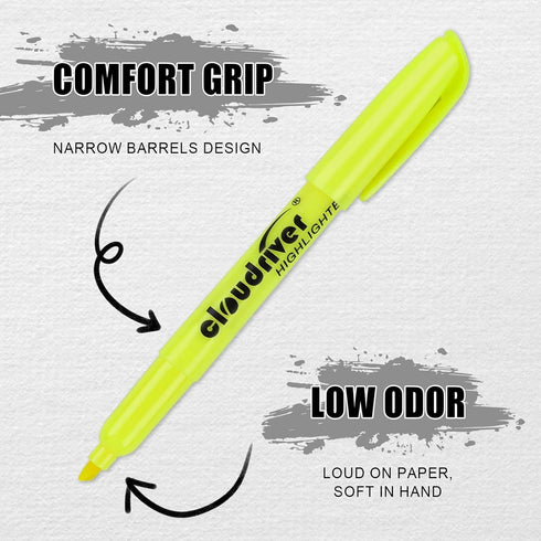 cloudriver Yellow Highlighters, Bulk Pack of 120, Bright Color, Chisel Tip, Quick Drying Ink for Home, School & Office