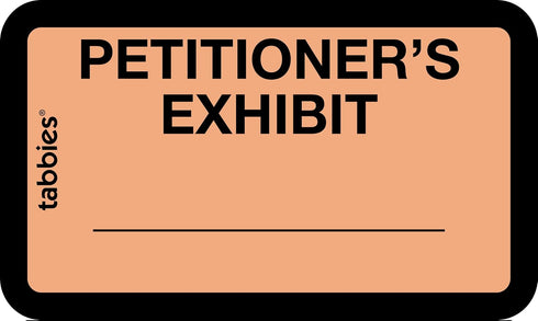 Tabbies Legal Exhibit Labels, Orange, PETITIONER'S Exhibit 252 Label, 1-5/8"W x 1" H, Pack (58026)