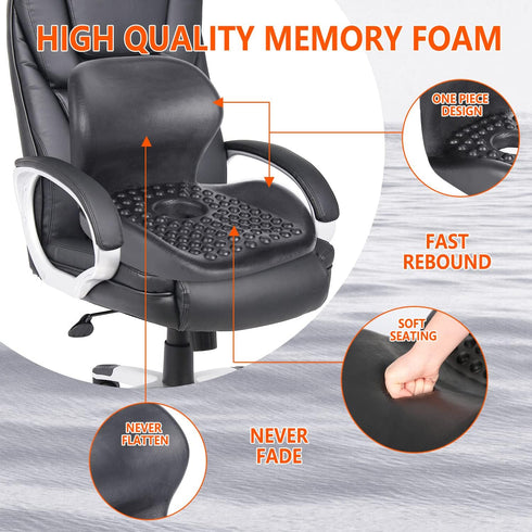 CHIYI 2-in-1 100% Orthopedic Seat Cushion One-Piece with Lumbar Support Memory Foam - Lower Back, Coccyx, Sciatica Pain
