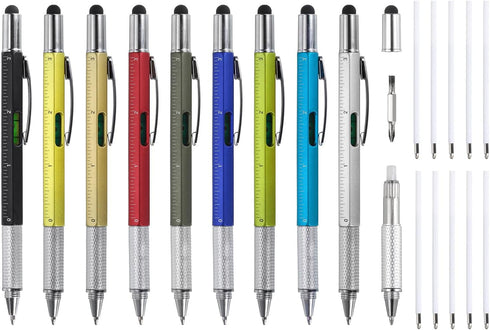 MECCANIXITY 36pcs 6 in 1 Multitool Tech Tool Pen Gifts for Men with Ballpoint Pen, Ruler, Screwdriver, Stylus, Level