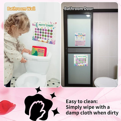 TSBSHum 18-Piece Potty Training Chart,Potty Training Sticker Chart for Girls,Made of Waterproof Paper,Helps Toddler