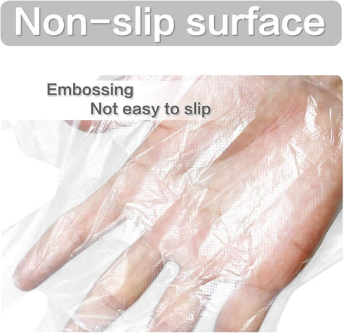 300pcs Disposable Plastic Gloves, Latex Free, Clear Polyethylene Hand Gloves for Cleaning & Food Handling