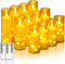 Homemory 12Pcs Flameless Candles with Star String Fairy Lights, Flickering Battery Operated