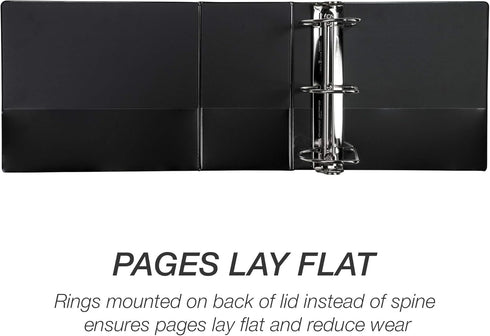 Samsill Durable 6 Inch Binder, Locking D Ring Customizable Clear View Binder, Black, 2 Pack, Holds 1225 Pages