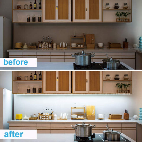 8 20inch 24W Dimmable Counter, 6500K White,1900LM,13ft WOBANE Under Cabinet Lights, Kitchen LED Lighting Kit, PCS LED