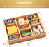 Umilife Bamboo Wood Desk Drawer Organizer Tray with Adjustable Compartments, Office Desk Accessories Storage