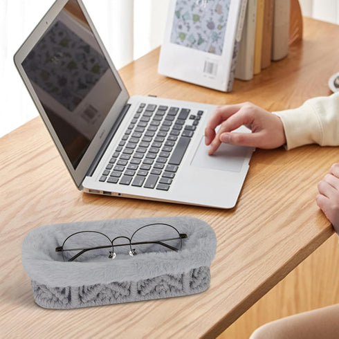 Plush Lined Eyeglass Stand - Anti-Scratch Holder for Desk & Nightstand Storage
