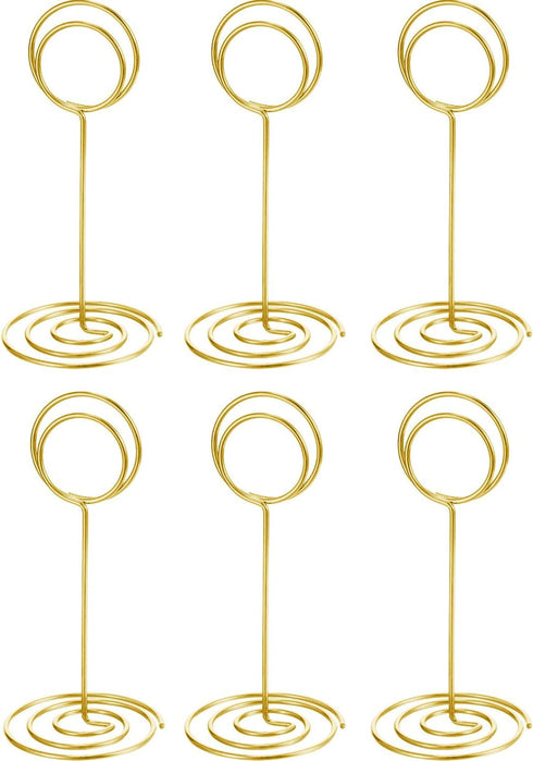 TecUnite Gold Table Number Holder, 3.35 Inch Wire Place Card Holder for Wedding Reception, 24 Pieces
