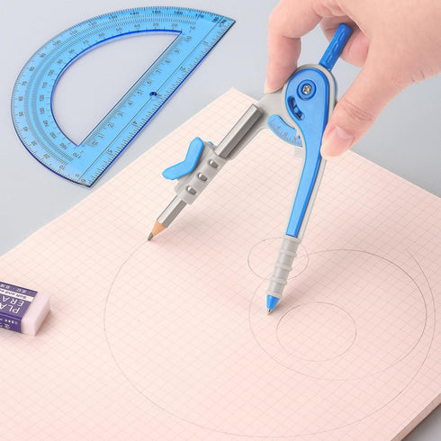 ZZTX Set 180-Degree 3 Compass and Protractor for Geometry, Protractor and Compass for Students, Math Drawing Tools