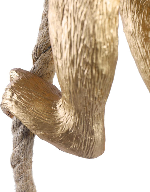 lxrnqcey E26 Vintage Monkey Pendant Light, Golden Monkey Hanging Lamp, Retro Resin Hemp Rope Chandelier, Hanging Light