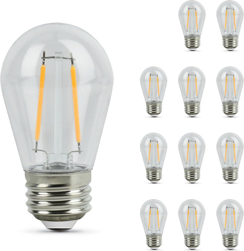 S14 Bulbs, 2200K 140 Bulbs, 15,000-Hour S14HO/822/FIL/12, 12 Pack Feit Electric LED Filament Light High Output, Warm