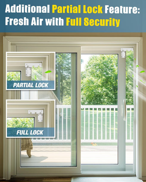 Sliding Door Lock Window Locks for Patio Sliding Glass Door Foot Locks for Front Door Security Bar Stoppers Top