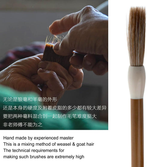 QingYi Chinese Calligraphy Brush, Weasel Hair Sumi Brush for Font 7-12cm, Seal/Clerical/Regular/Running/Cursive Script