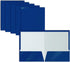 Better Office Products 2 Pocket Glossy Laminated Blue Paper Folders, Letter Size, Blue Paper Portfolios, Box of 25 Blue