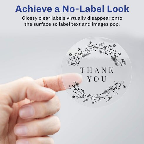 Avery Printable Round Labels with Sure Feed, 3/4" Diameter, Glossy Clear, 400 Customizable Labels