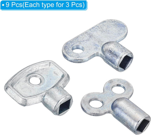 PATIKIL Radiator Valve Keys Set, 9 Pack Zinc Alloy Square Socket Vent Air Valve Key Wrench Tool