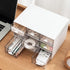 Stackable Desk Organizer with 2 Drawers, Perfect for Small Item/Cosmetic Office Supplies (White)