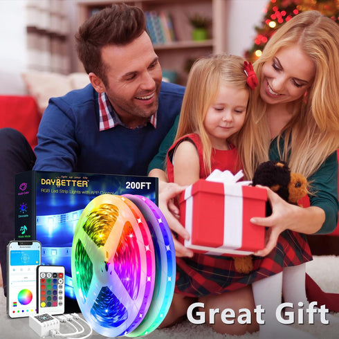200 (2 100 DAYBETTER Led Strip Lights ft Rolls of ft) Ultra Long Smart Light Strips with App Voice Control Remote, RGB