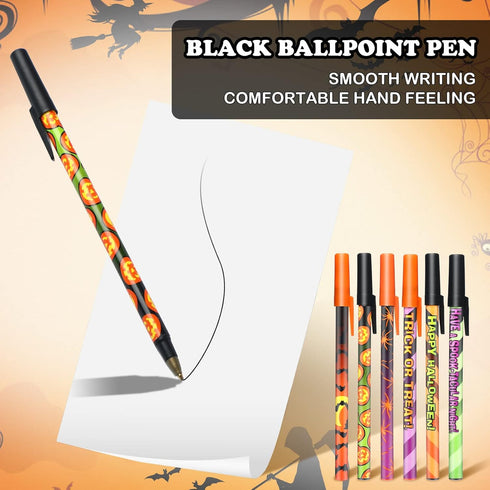 Halloween Sticky Note Ballpoint Pens, 24 Pads Pumpkin Ghost Cat Weird Spooky Fun Notepad for Kids Gift Halloween Party