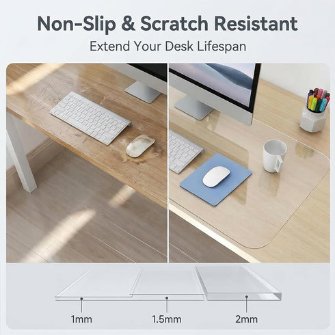 PIPRE 13"x15", Dual-Sided Desk Pad Protector, Desk Mat with Non-Slip - Waterproof PVC Office Desk Blotter for Mouse