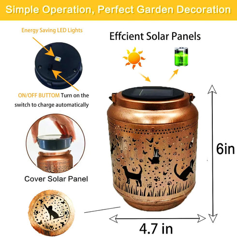 Neioaas Cat Solar Lantern - Waterproof Outdoor Hanging Lights, Perfect Cat Lover Gifts for Women & Men, Decorative