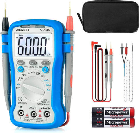 6000 Counts TRMS Digital Multimeter, Auto Ranging Multitester for AC/DC Current, Voltage, Resistance, and More