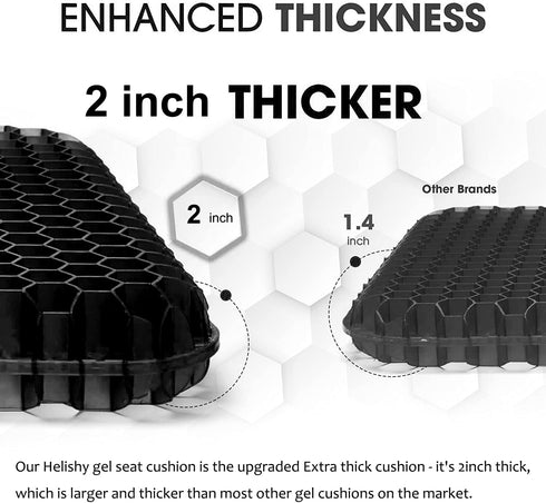 Helishy Tailbone Gel Seat Cushion for Long Sitting, Extra Thick Gel Cushion for Wheelchair Soft Chair Pads for Office