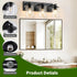 Mikniri 3-Light Bathroom Light Fixtures, Matte Black Bathroom Vanity Lighting Over Mirror with Clear Glass Shades