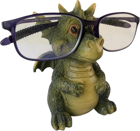 Top Brass Dragon Eyeglasses Holder Stand Resin Glasses Holder for Desk, Nightstand