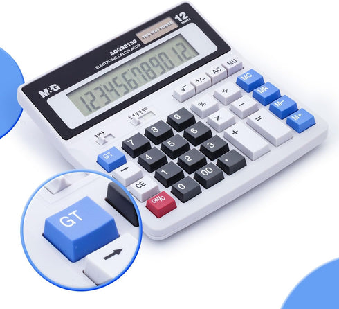 M&G Desk Calculator 12 Digit Extra Large LCD Display, Dual Solar Power and Battery, Accounting Calculator with Big Button, Battery Include, Perfect for Office Business Home Daily Use