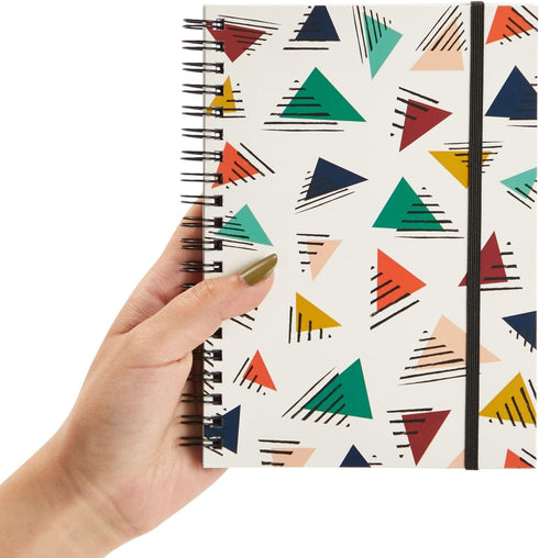 Paper Junkie 6 Pack 5x7 Spiral Notebooks with Pocket, Small Lined Journals with Elastic Closure for School, Work
