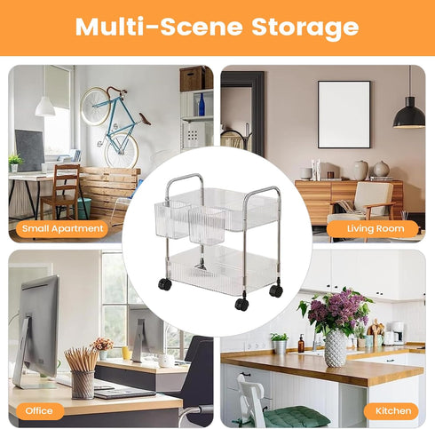 Generic Carts with Wheels - Clear Modern Rolling Utility Tech Station, Multi Layer Acrylic Cart, Snack Storage Rack