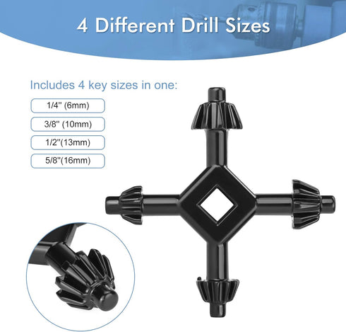 4 Way Chuck Key, Professional Master Chuck Key, Steel Replacement Drill Chuck Key, 4 in 1 Multifunctional Drill Chuck Key Fit Drill Power Tool Cordless