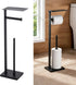Miyili Matte Black Freestanding Toilet Paper Holder with Shelf, Premium SUS 304