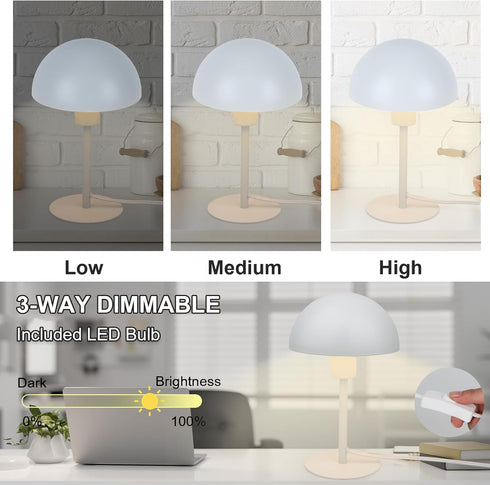 Dimmable LALISU Mushroom Lamp Small Bedside Table Lamp, Retro Vintage Table Lamps Nordic Reading Lamp Night Light