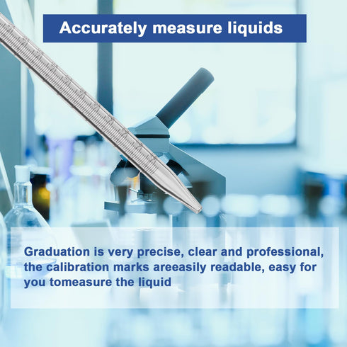 ONiLAB 2ml Glass Graduated Pipette, Tolerance ±0.025ml, 10 pcs for Liquid Transfer in Lab