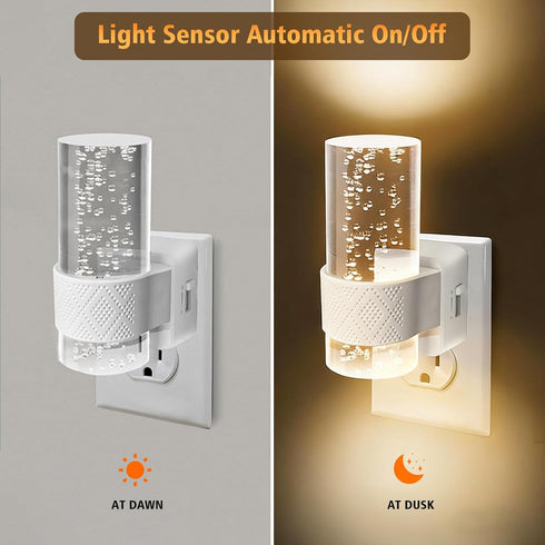 2 Pack 0-100 3000K LED Night Lights Plug into Wall, Plug in Night Light with LM Adjustable Brightness, Dusk to Dawn