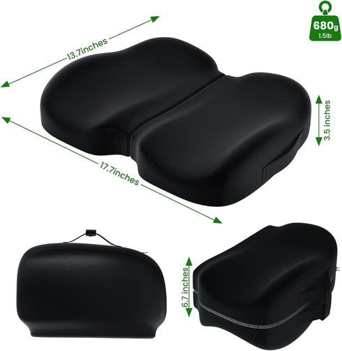 Tailbone A-Pce Foldable Travel Seat Cushion-with Built-in HandlesMemory Foam Cushions for Relief of Lower Back